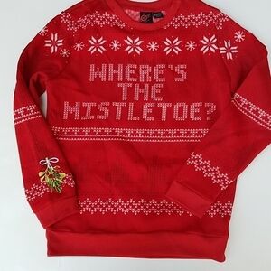 Ugly Christmas sweater L mistletoe nwt red soft